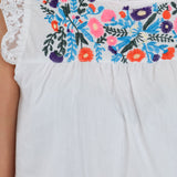 T-shirt sans manches blanc avec broderie