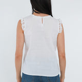 T-shirt sans manches blanc avec broderie