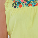 T-shirt sans manches jaune avec broderie