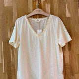 T-shirt ivoire en coton pailleté