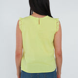 T-shirt sans manches jaune avec broderie